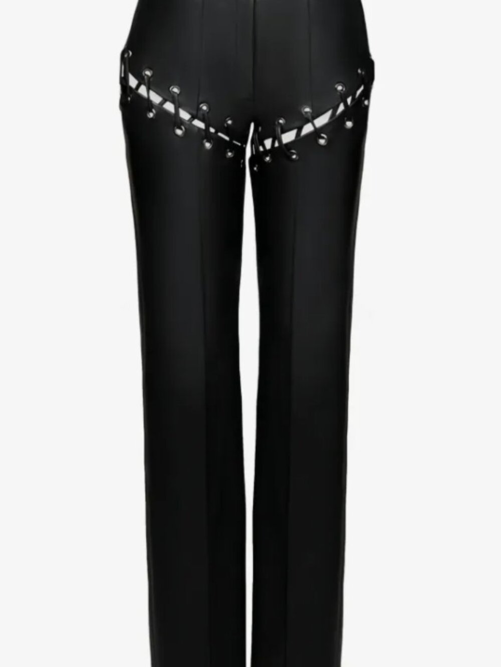 Lika Detachable-leg lace-up eyelet straight trousers
